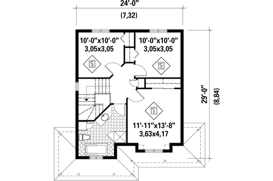 Floor Plan - Upper Floor for Country House Plan #25-4475 - 3 bed, 1 bath