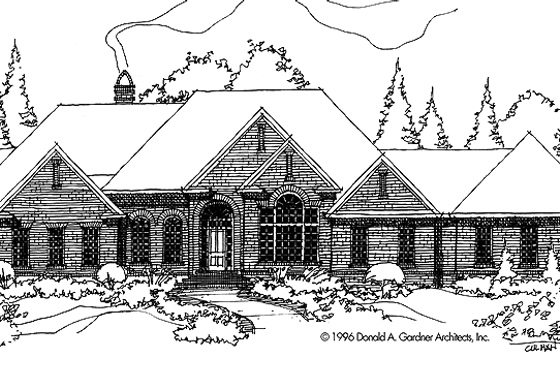 Exterior - Front Elevation 3 for Ranch House Plan #929-296 - 4 bed, 4.5 bath