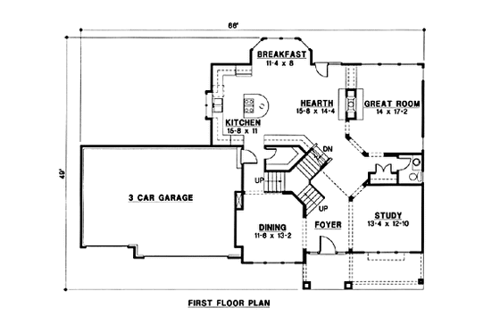 Floor Plan - Main Floor for Modern House Plan #67-158 - 4 bed, 4 bath