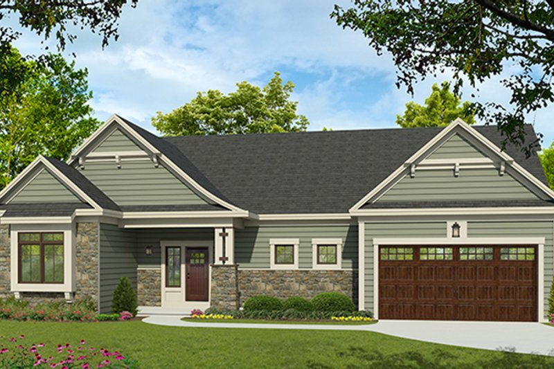 Architectural House Design - Exterior - Front Elevation 3 for Ranch House Plan #1010-189 - 3 bed, 2 bath