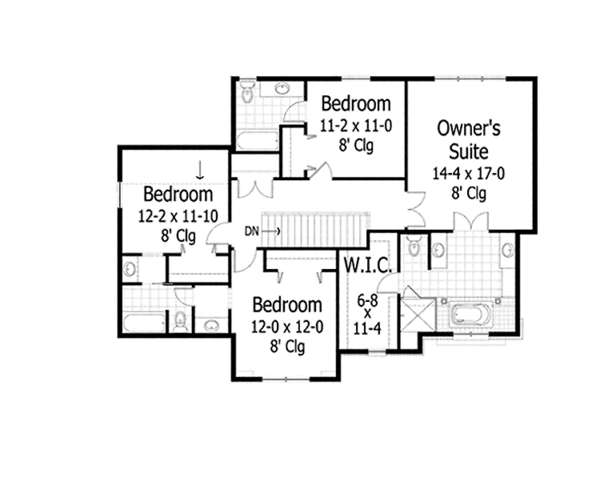 Architectural House Design - Traditional Floor Plan - Upper Floor Plan #51-1079