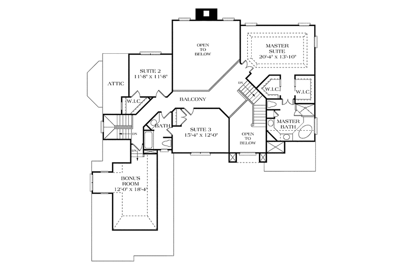 Dream House Plan - Floor Plan - Upper Floor for Traditional House Plan #453-412 - 4 bed, 3.5 bath