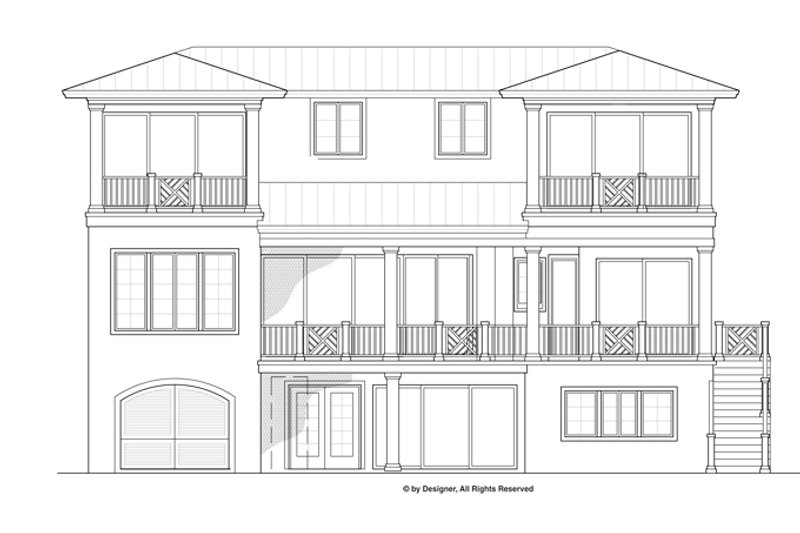 Architectural House Design - Exterior - Rear Elevation for Mediterranean House Plan #1017-134 - 3 bed, 3 bath