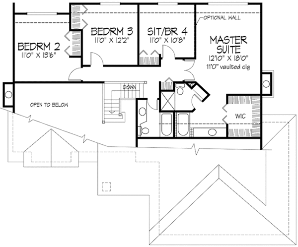 Architectural House Design - Prairie Floor Plan - Upper Floor Plan #320-1138