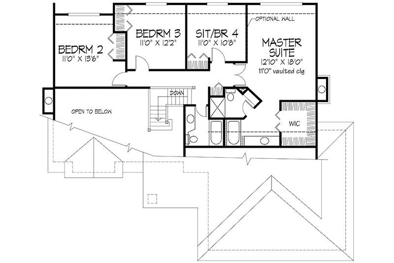 Home Plan - Floor Plan - Upper Floor for Prairie House Plan #320-1138 - 3 bed, 2.5 bath