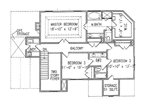 Floor Plan - Upper Floor for Traditional House Plan #54-155 - 4 bed, 3 bath