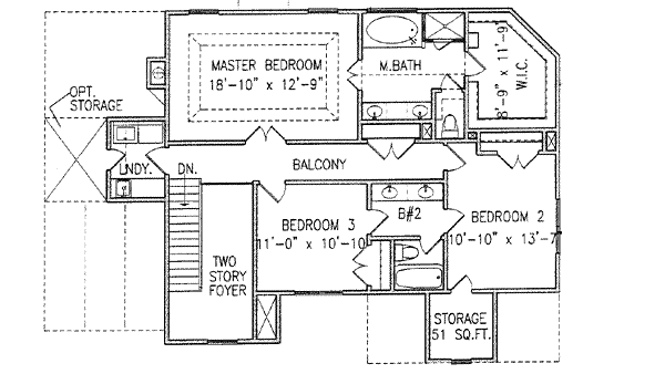 Architectural House Design - Traditional Floor Plan - Upper Floor Plan #54-155