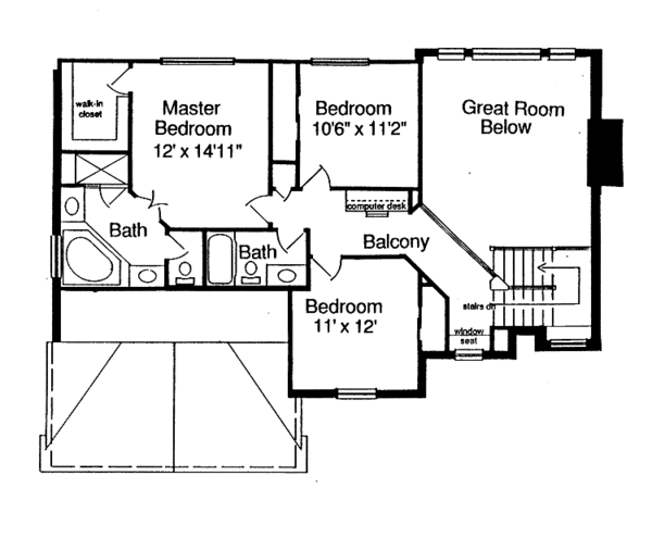 House Blueprint - Colonial Floor Plan - Upper Floor Plan #46-556