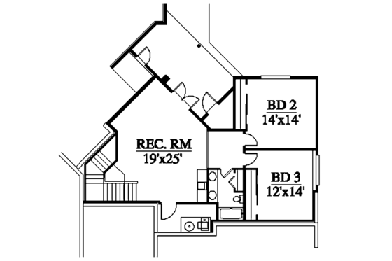 Floor Plan - Lower Floor for Prairie House Plan #951-12 - 3 bed, 2.5 bath