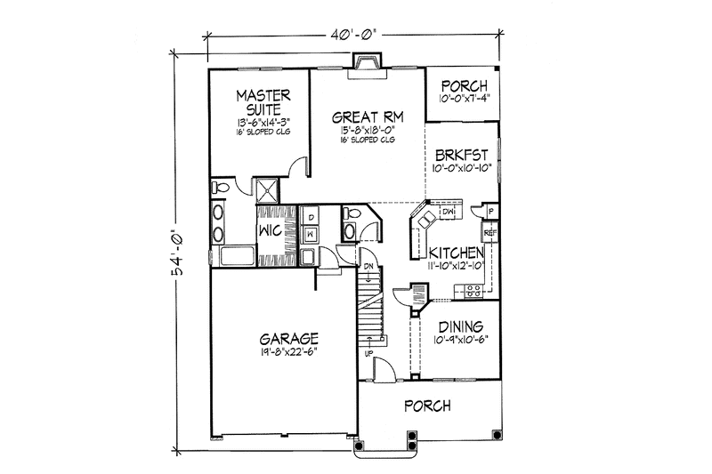 Home Plan - Floor Plan - Main Floor for Country House Plan #320-1413 - 3 bed, 2.5 bath