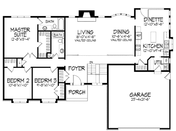 Architectural House Design - Ranch Floor Plan - Main Floor Plan #51-693