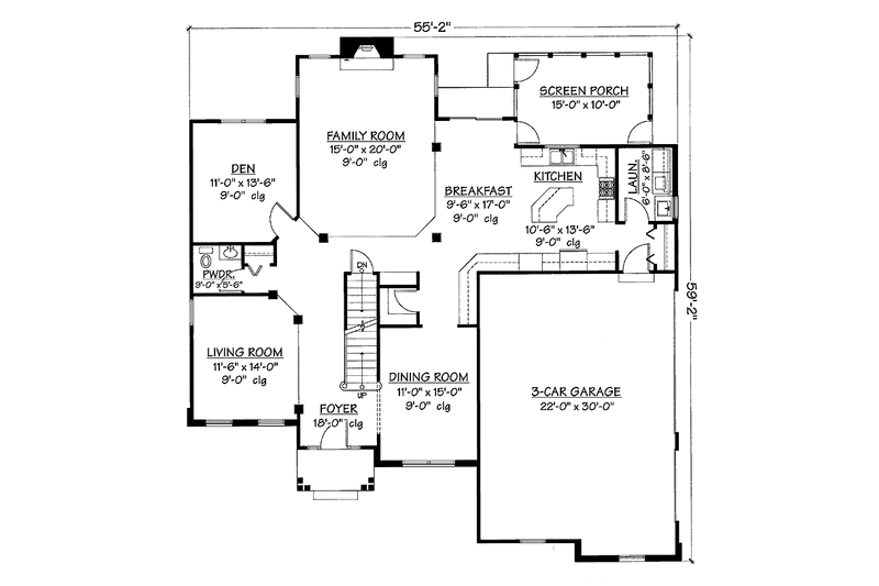 Home Plan - Floor Plan - Main Floor for Classical House Plan #978-23 - 4 bed, 2.5 bath