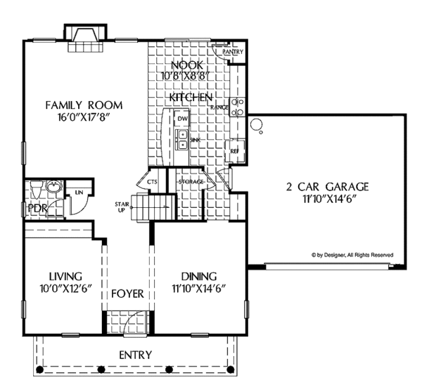 Architectural House Design - Mediterranean Floor Plan - Main Floor Plan #999-132