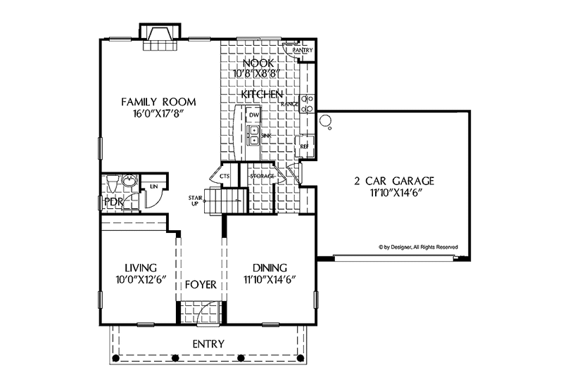 Home Plan - Floor Plan - Main Floor for Mediterranean House Plan #999-132 - 3 bed, 2.5 bath