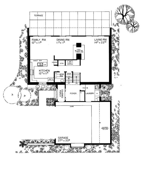 House Blueprint - Country Floor Plan - Main Floor Plan #72-748