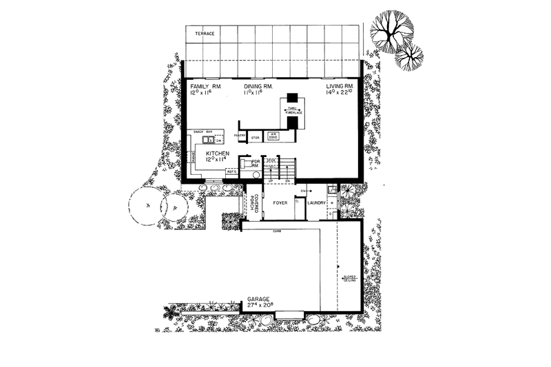 House Blueprint - Floor Plan - Main Floor for Country House Plan #72-748 - 4 bed, 2.5 bath