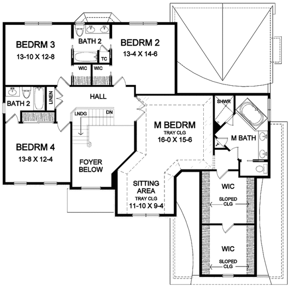 House Design - Classical Floor Plan - Upper Floor Plan #328-387