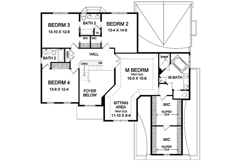 Home Plan - Floor Plan - Upper Floor for Classical House Plan #328-387 - 4 bed, 3.5 bath
