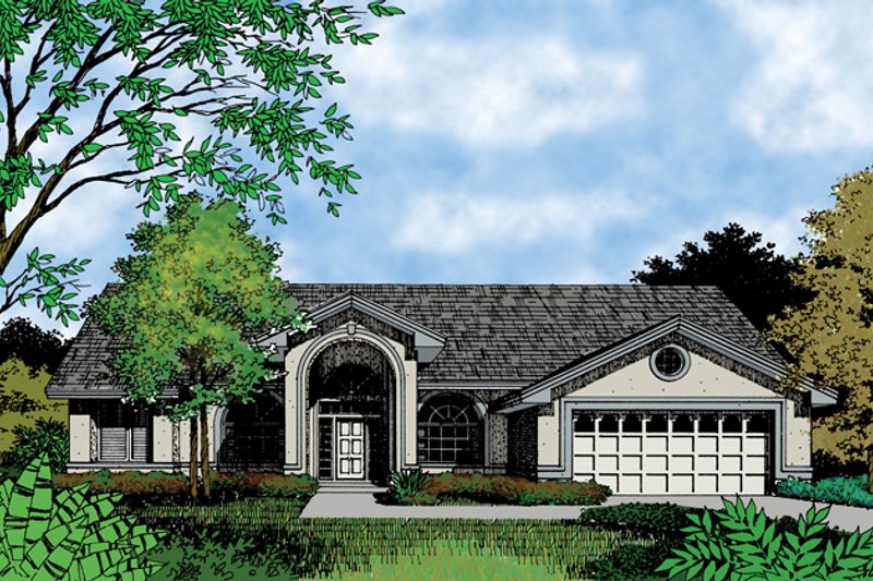 Architectural House Design - Mediterranean Exterior - Front Elevation Plan #417-698