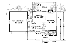 Floor Plan - Main Floor for Farmhouse House Plan #3-317 - 3 bed, 2.5 bath