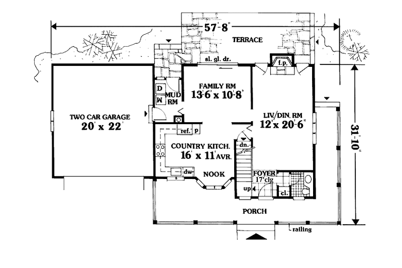 Dream House Plan - Floor Plan - Main Floor for Farmhouse House Plan #3-317 - 3 bed, 2.5 bath