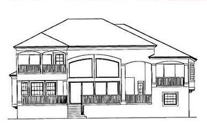 Exterior - Rear Elevation for Mediterranean House Plan #27-206 - 4 bed, 4 bath