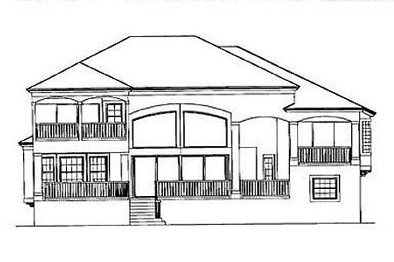 Exterior - Rear Elevation for Mediterranean House Plan #27-206 - 4 bed, 4 bath