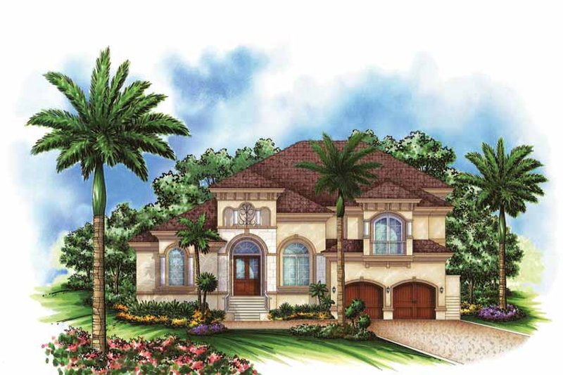 House Blueprint - Exterior - Front Elevation 3 for Mediterranean House Plan #1017-101 - 4 bed, 4.5 bath