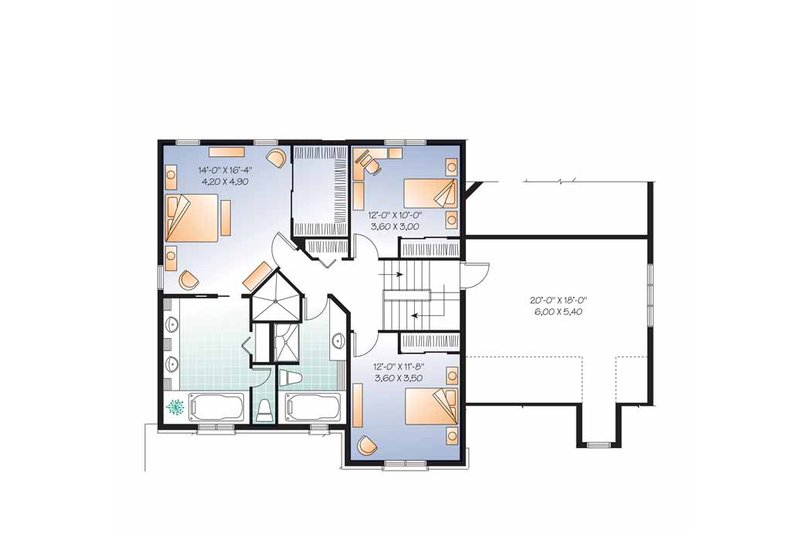 Home Plan - Floor Plan - Upper Floor for Country House Plan #23-2556 - 3 bed, 2.5 bath