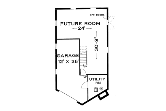 Floor Plan - Lower Floor for Cabin House Plan #3-272 - 4 bed, 2 bath
