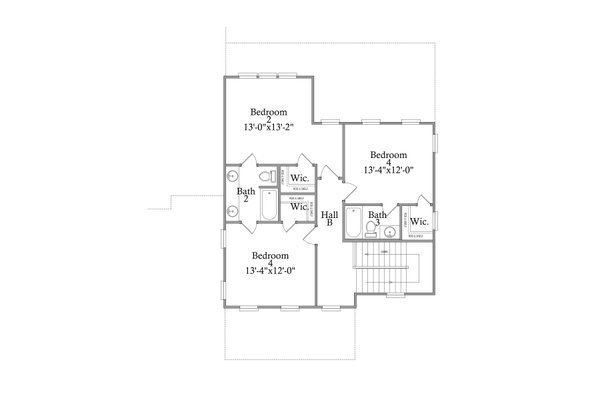 Traditional Floor Plan - Upper Floor Plan #69-409