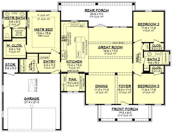 Architectural House Design - Farmhouse Floor Plan - Main Floor Plan #430-221