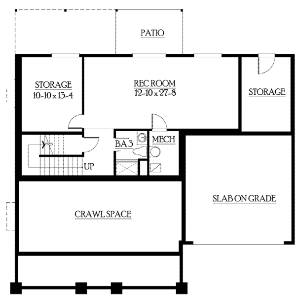 Architectural House Design - Craftsman Floor Plan - Lower Floor Plan #132-370