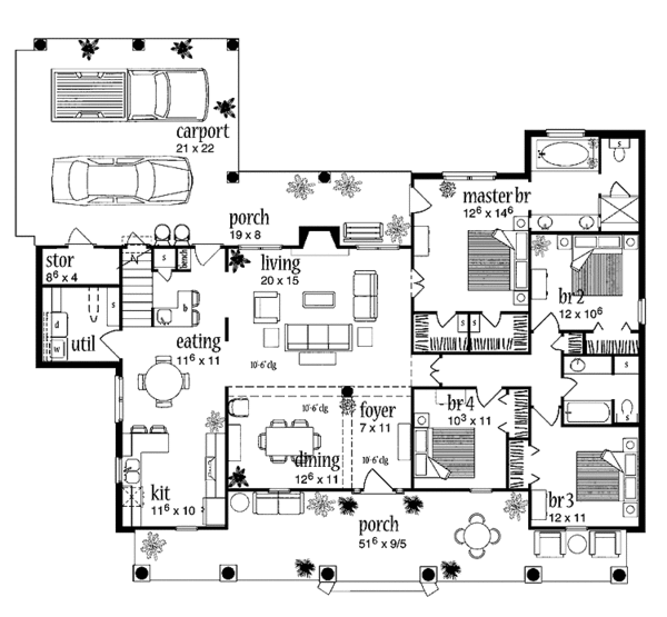 House Plan Design - European Floor Plan - Main Floor Plan #36-614