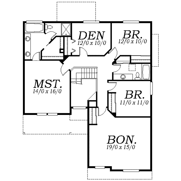 Traditional Floor Plan - Upper Floor Plan #130-111