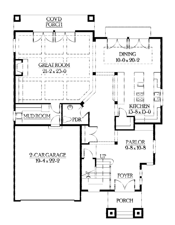 Craftsman Floor Plan - Main Floor Plan #132-414