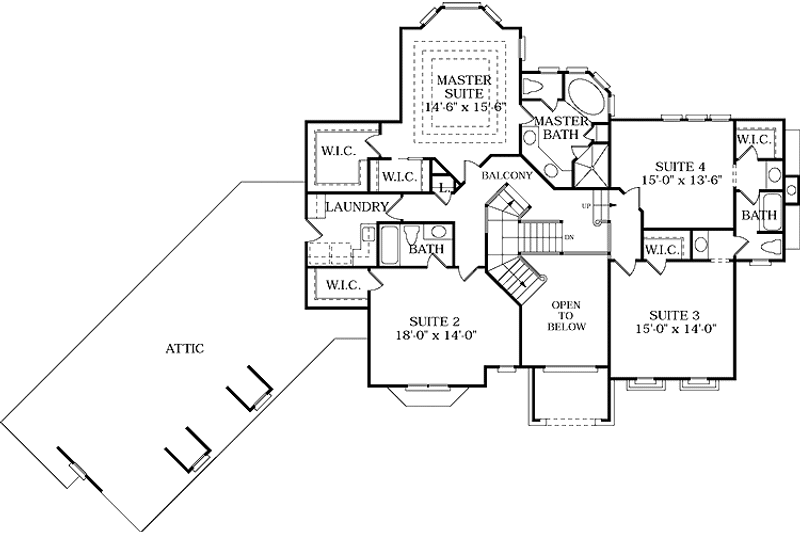 Dream House Plan - Floor Plan - Upper Floor for Country House Plan #453-250 - 5 bed, 4 bath