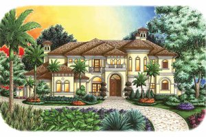 House Blueprint - Mediterranean Exterior - Front Elevation Plan #1017-108