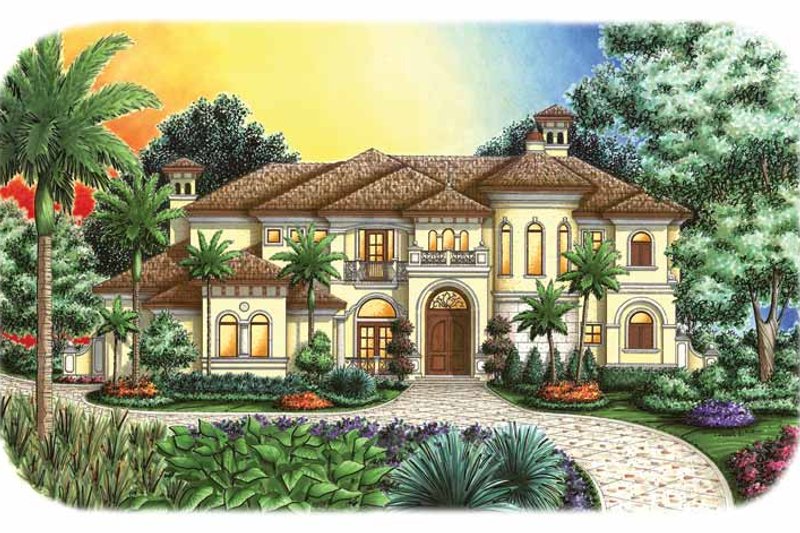 House Blueprint - Mediterranean Exterior - Front Elevation Plan #1017-108