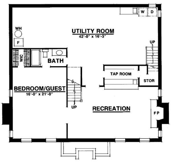 Home Plan - Classical Floor Plan - Lower Floor Plan #1016-28