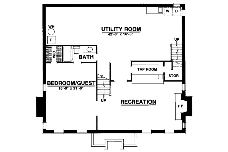 Home Plan - Floor Plan - Lower Floor for Classical House Plan #1016-28 - 3 bed, 3.5 bath