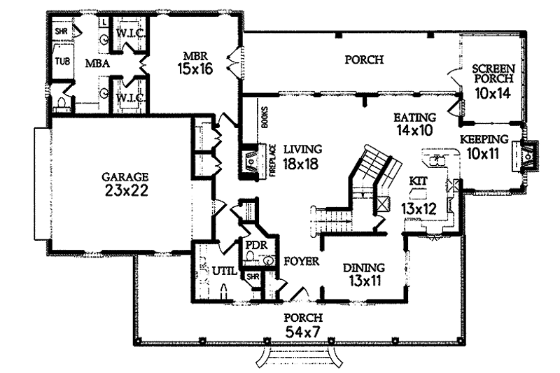 Home Plan - Floor Plan - Main Floor for Country House Plan #15-351 - 4 bed, 4.5 bath