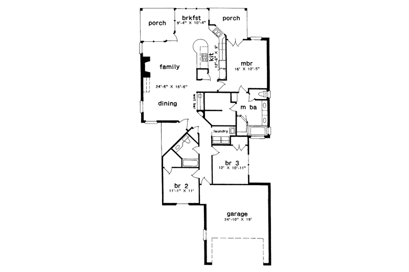 Home Plan - Floor Plan - Main Floor for Country House Plan #301-142 - 3 bed, 2 bath