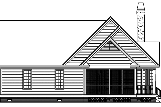 Exterior - Rear Elevation 3 for Country House Plan #929-644 - 3 bed, 2.5 bath