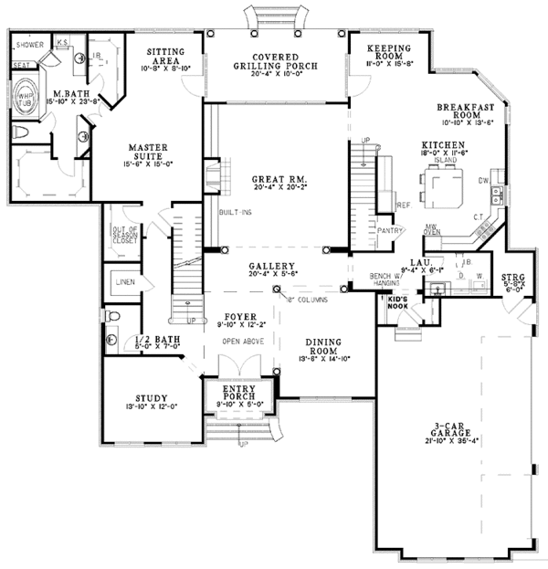House Design - Traditional Floor Plan - Main Floor Plan #17-3222