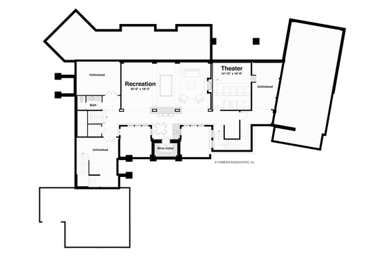 Floor Plan - Lower Floor for Craftsman House Plan #928-247 - 4 bed, 6 bath