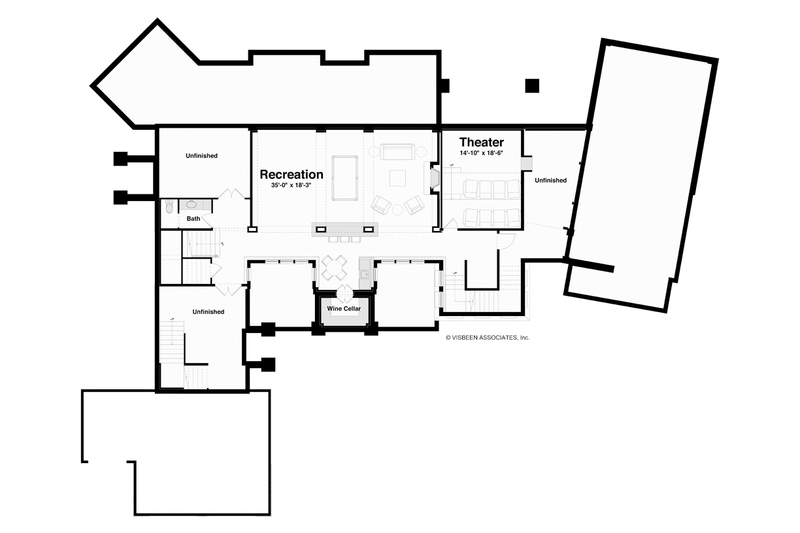 Architectural House Design - Floor Plan - Lower Floor for Craftsman House Plan #928-247 - 4 bed, 6 bath
