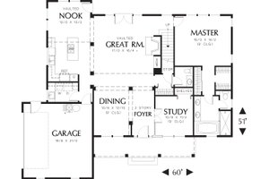Main level floor plan - 2500 square foot country home