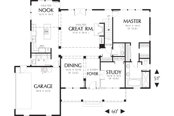Main level floor plan - 2500 square foot country home