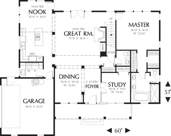 Home Plan - Main level floor plan - 2500 square foot country home